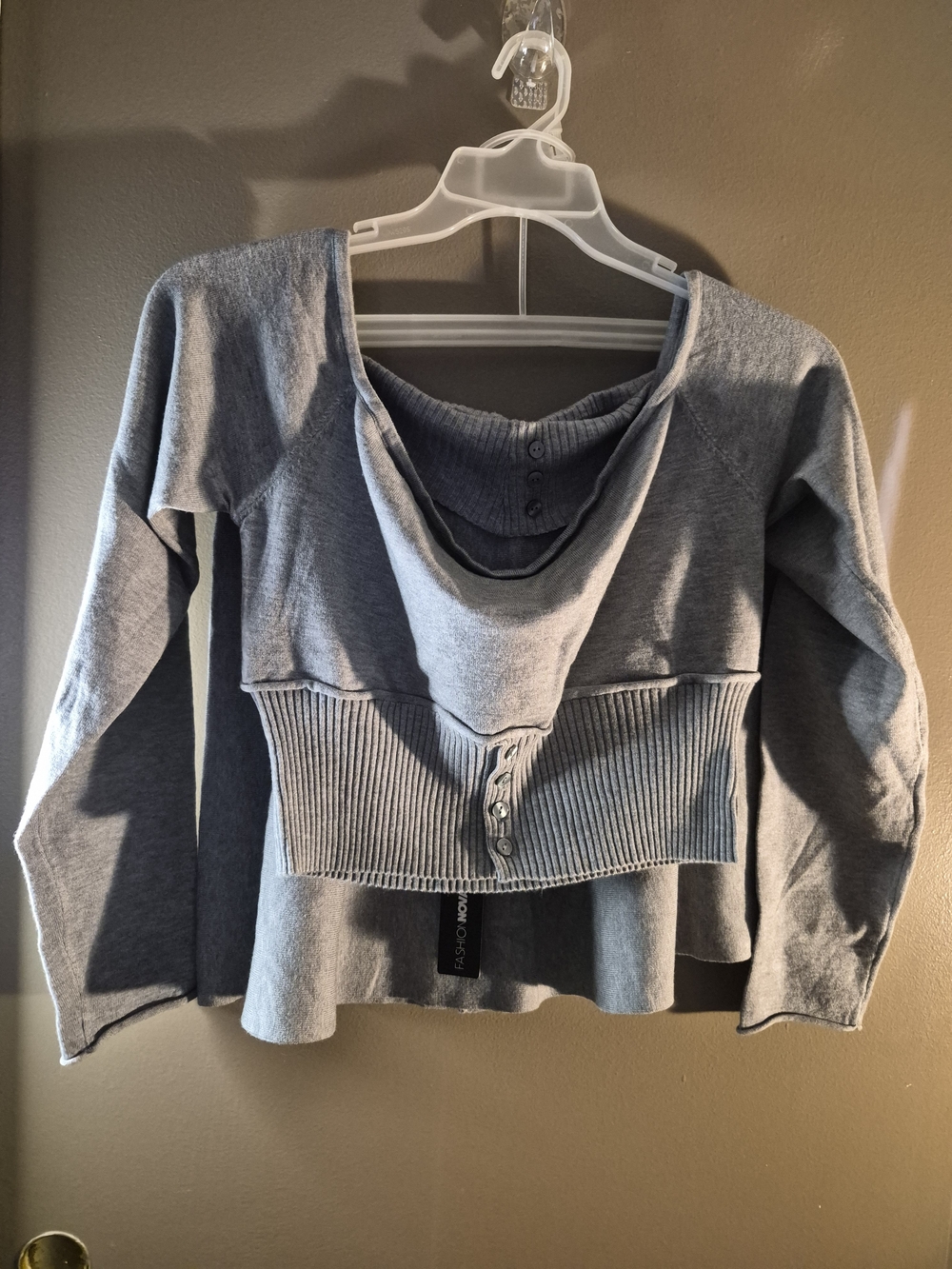 Fashion Nova Gray Two Piece Skater Skirt Set
